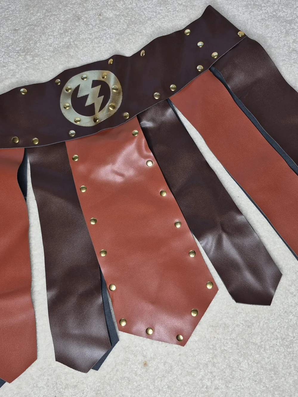 Men's Brown and Rust Leather Studded Gladiator Belt